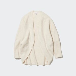 🤍 Uniqlo Acrylic Nylon Wool 3D Knit Souffle Yarn Long-Sleeve Cocoon Cardigan, M